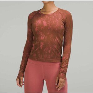 Lululemon Swiftly Tech 2.0 LS Top Size 4 Brown Pink Camo Race Length Athletic